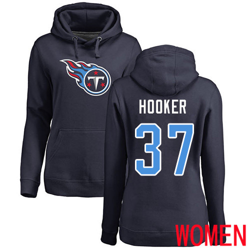 Tennessee Titans Navy Blue Women Amani Hooker Name and Number Logo NFL Football #37 Pullover Hoodie Sweatshirts->women nfl jersey->Women Jersey